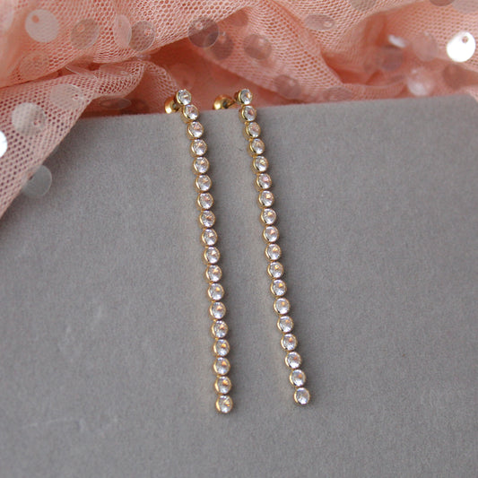 Chic & Classy Golden Diamonds Chain Earrings