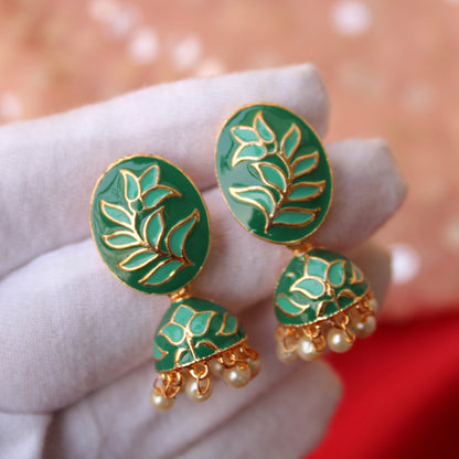 Green Mini Meenakari Jhumki