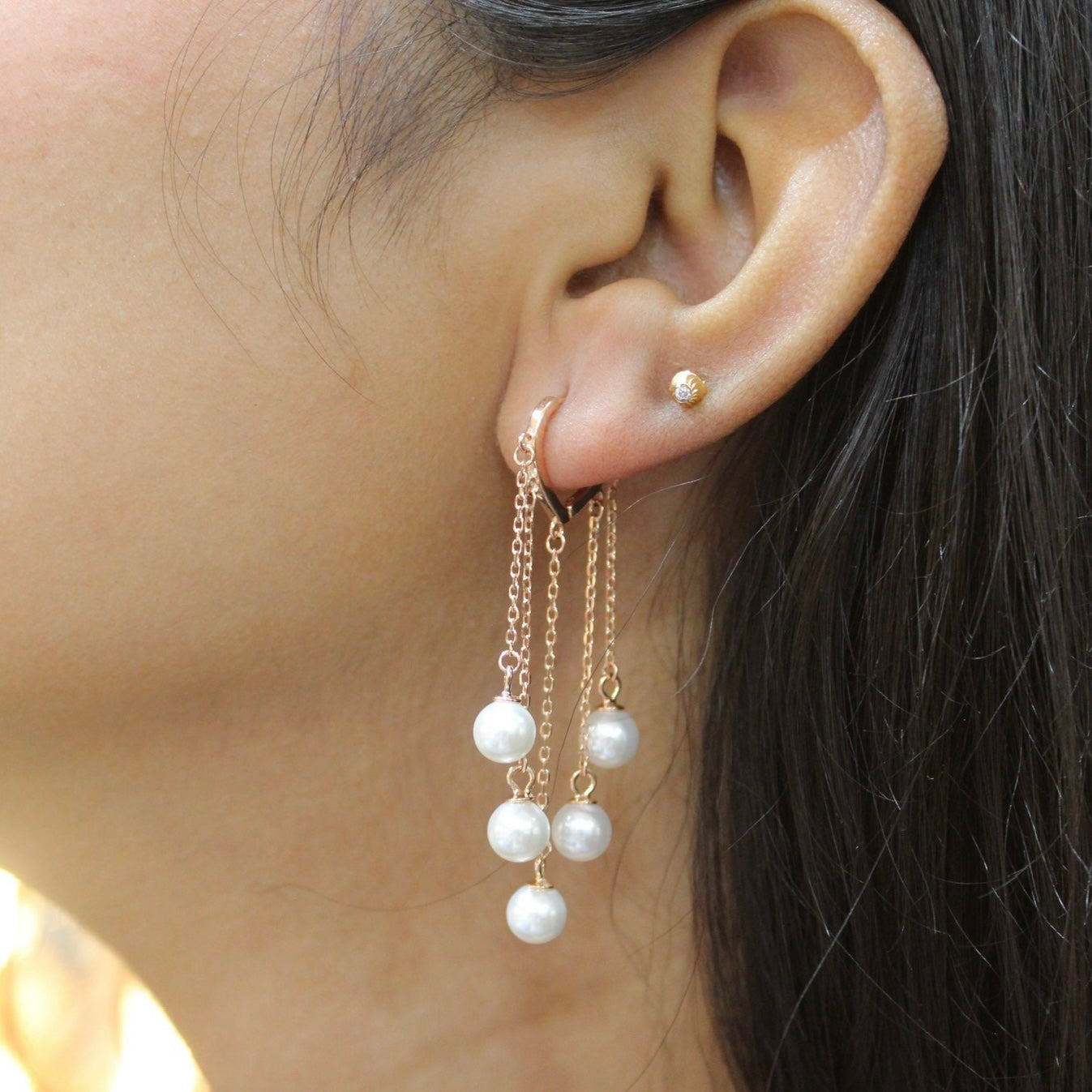 92.5 Pure Silver Rose Gold Toned Designer Hoops
