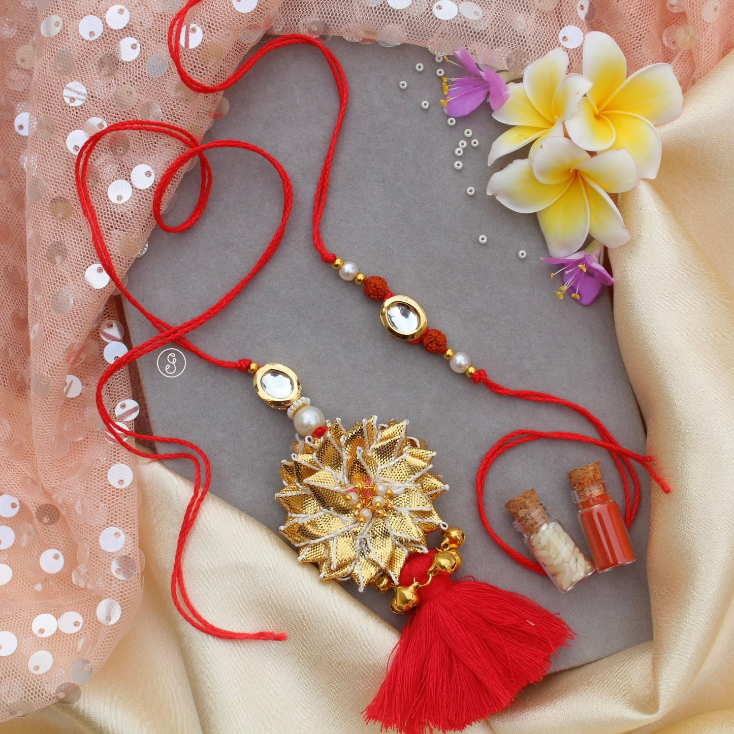 Bhaiya Bhabhi Designer Rakhi & Lumba Set