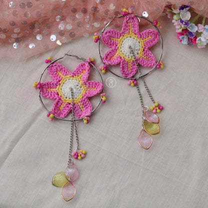 Bloom Crochet Statement Hoops Earrings