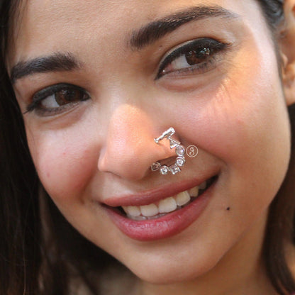 Minimal CZ Diamond Non-Piercing Press-On Nath (Silver Tone)