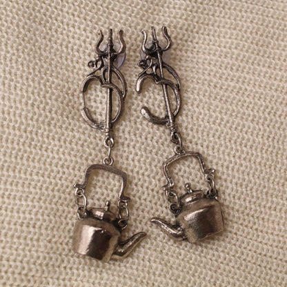 Uniquely Designed Kettle & OM Embossed Earrings