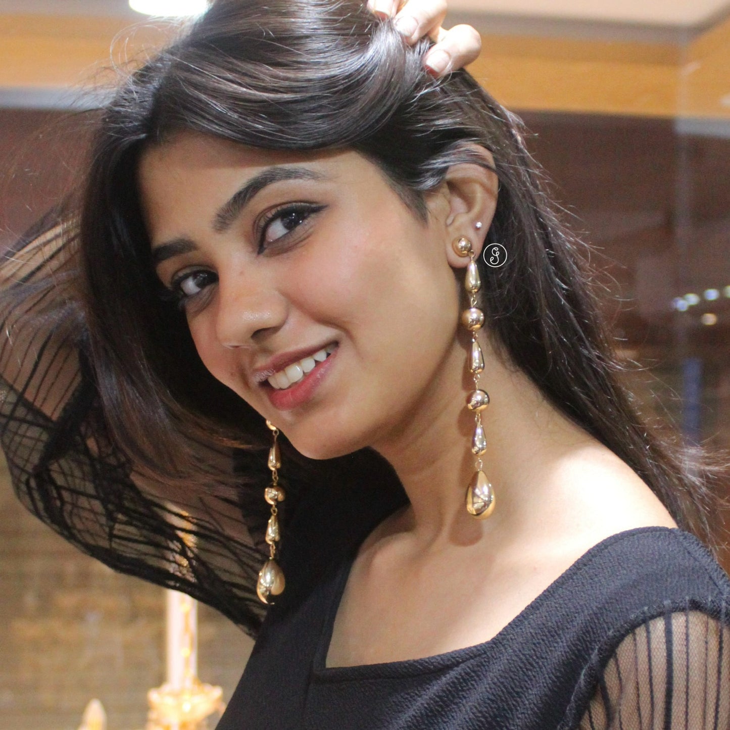 Celebrity Inspired Long Golden Earrings