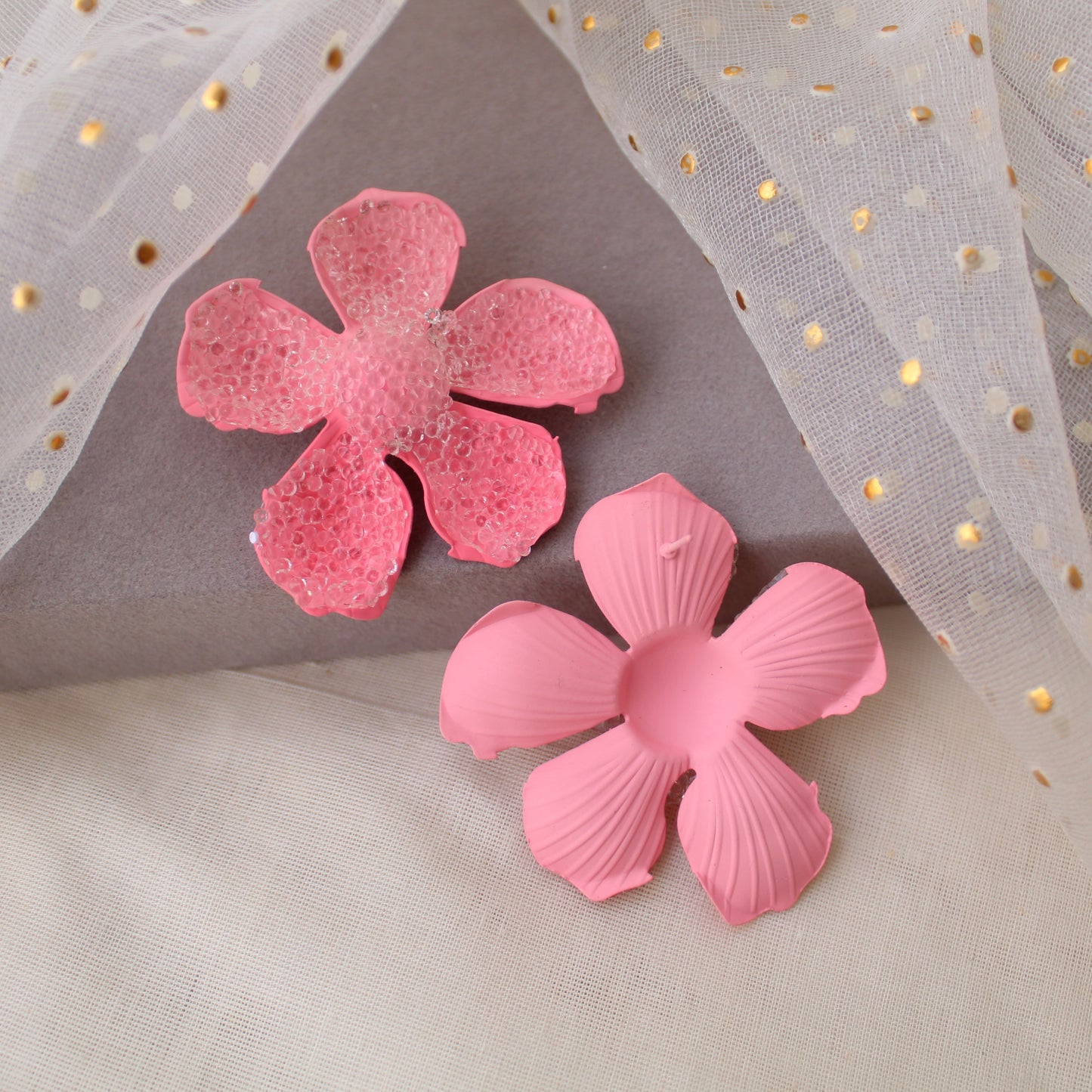 Pretty Pink Sugar Crust Floral Earrings