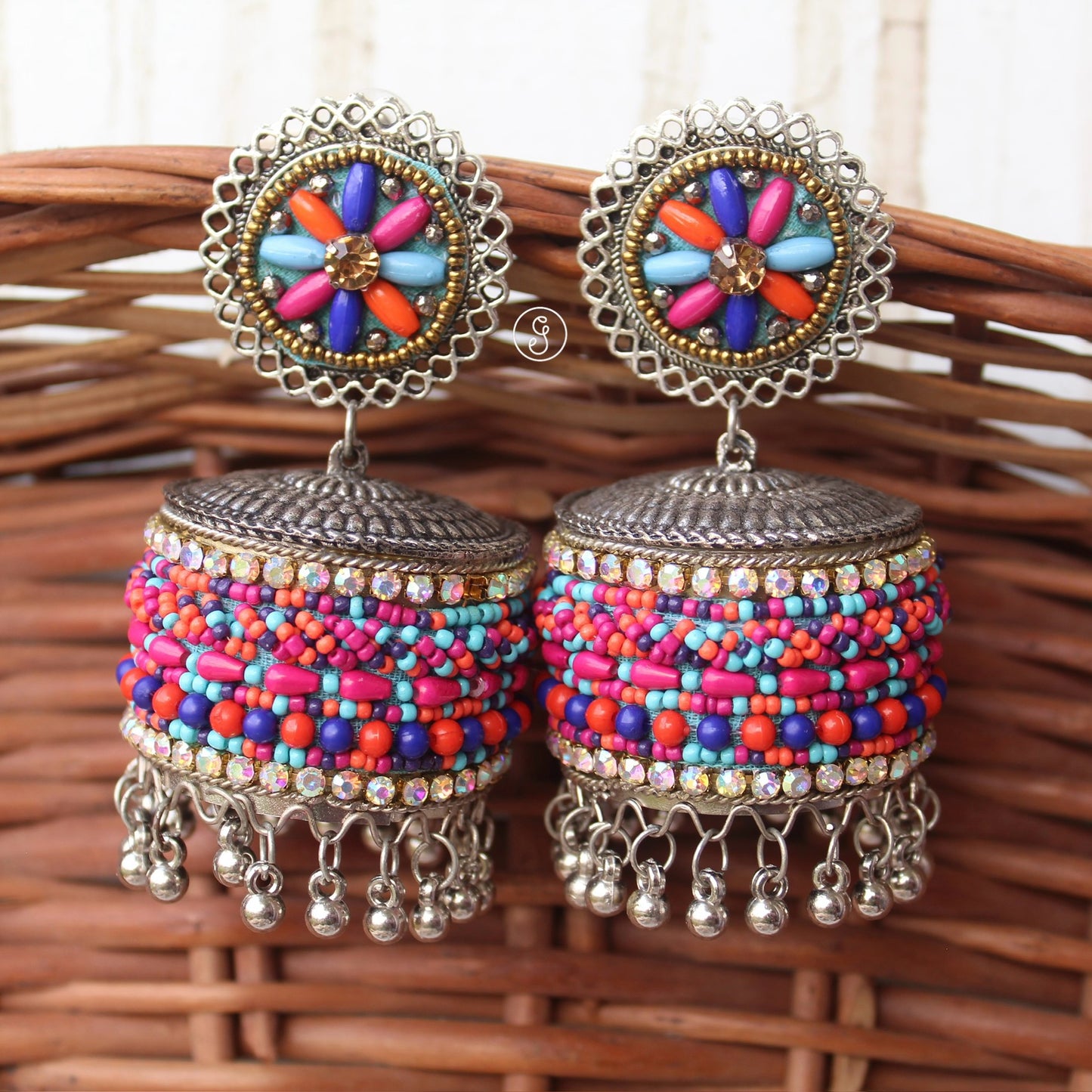 Multicoloured Jumbo Jhumki Earrings