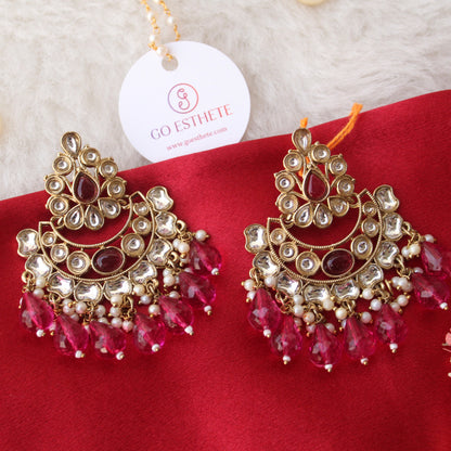 Stunning Fuchsia Pink Chandbali Earrings