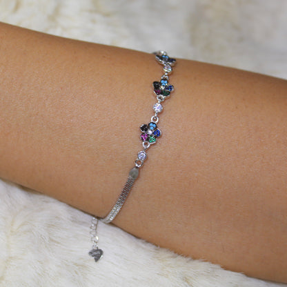 Floral Sparkle 92.5 Pure Silver Bracelet