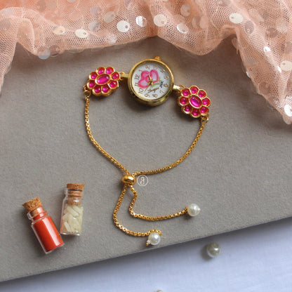 Bhai & Bhabhi Rakhi - Watch & Lotus Design
