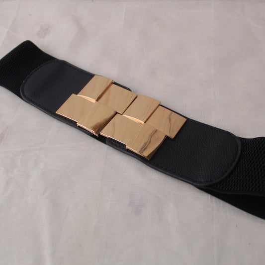 Beautifully Carved Black Stretchable Waist-Belt