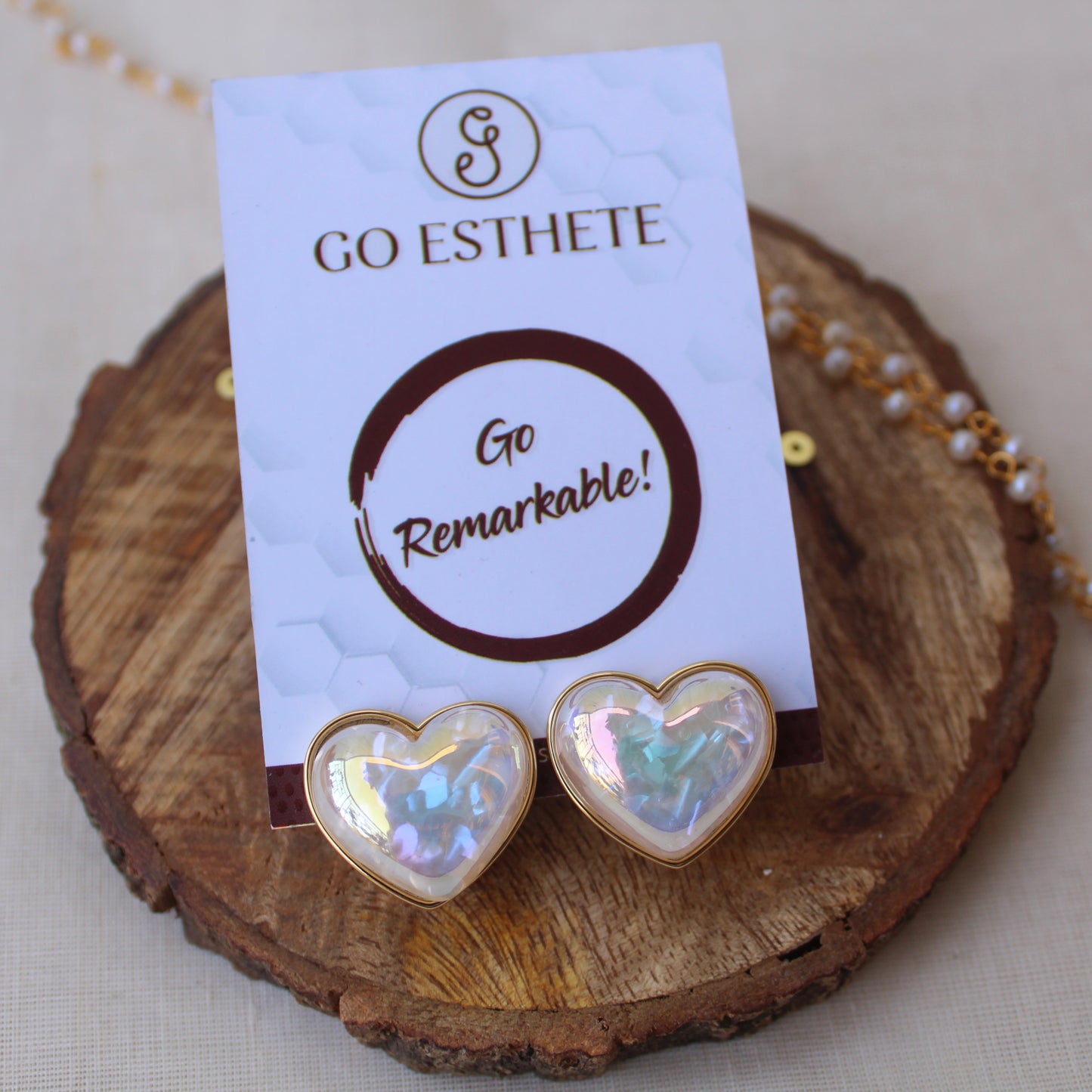 Rainbow Shine Heart Design Stud Earrings