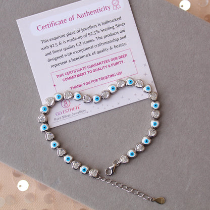 92.5 Sterling Silver Heart Design Bracelet