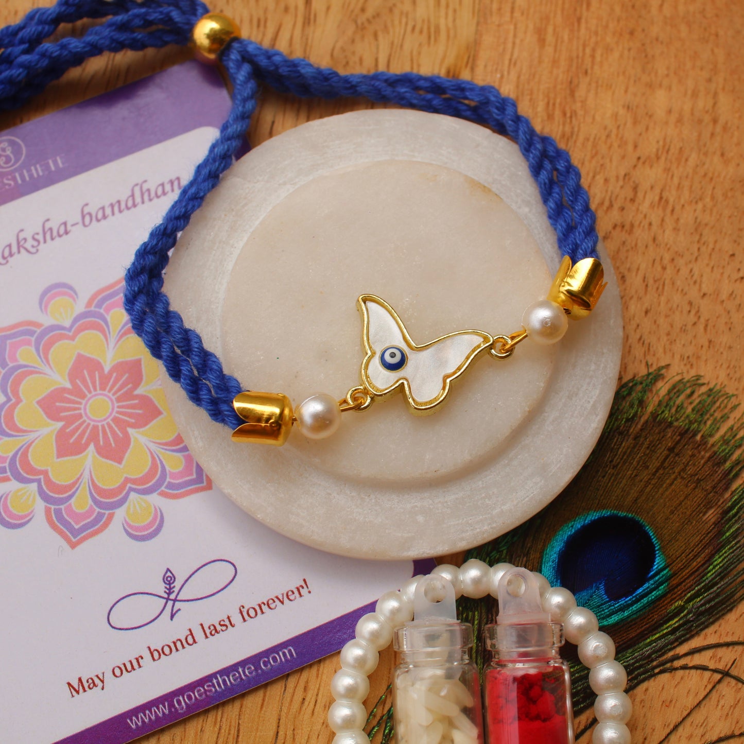 Unique Butterfly & Evil Eye Design Bracelet Rakhi