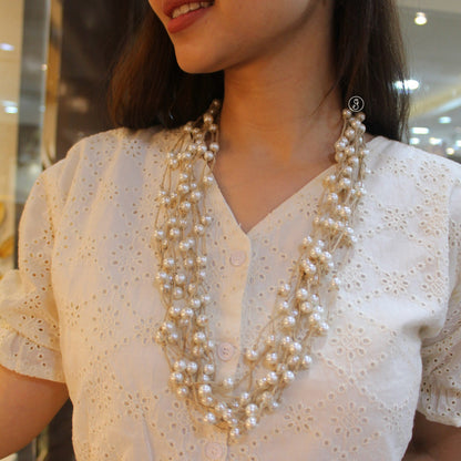 Exclusive Jute & Pearls Multi-Layered Necklace Set