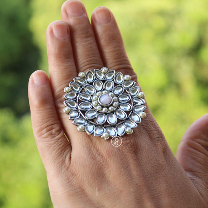 Kundan Stones Work Large Size Ring