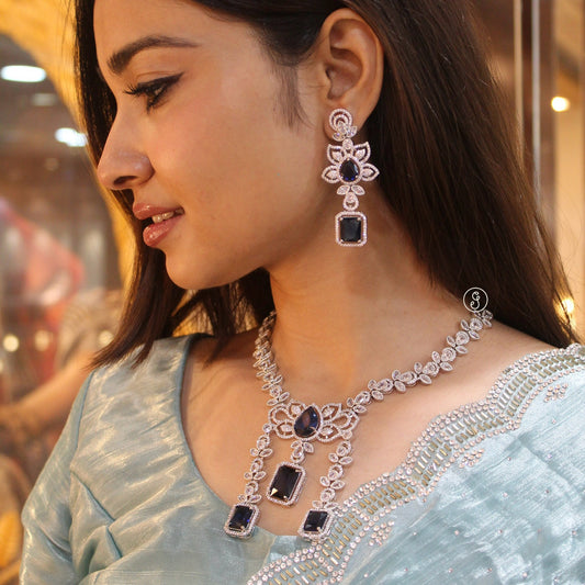 Blue & Silver CZ Diamonds Classic Designer Set