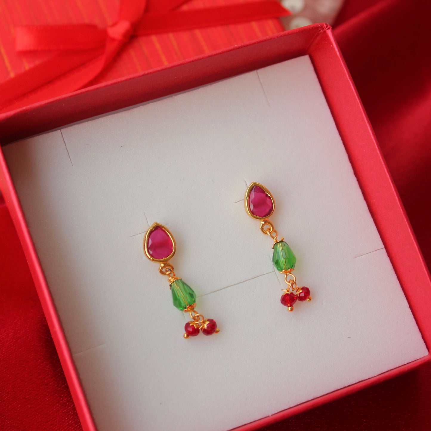 Lovely Pink & Green Colour Earrings