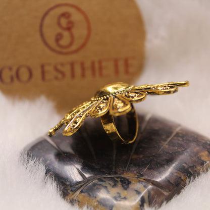 Oxidised Golden Adjustable Finger Ring