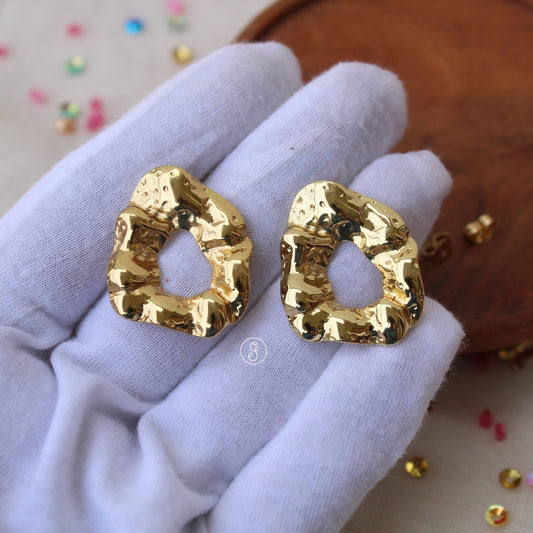 Golden Abstract Design Anti-Tarnish Studs