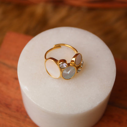 Mother-of-Pearls Anti Tarnish Adjustable Ring