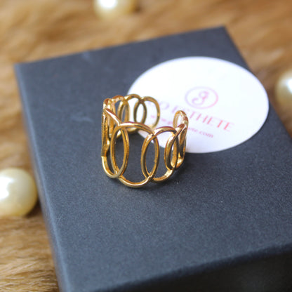 Golden Anti-Tarnish Designer Adjustable Ring