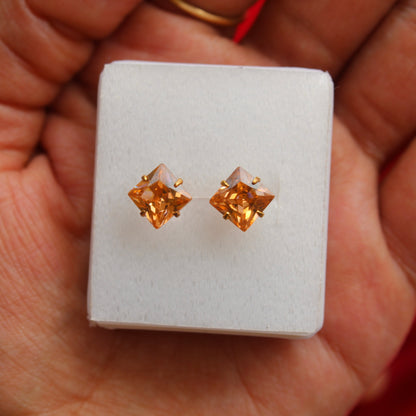 Peachy Golden Diamonds Studs