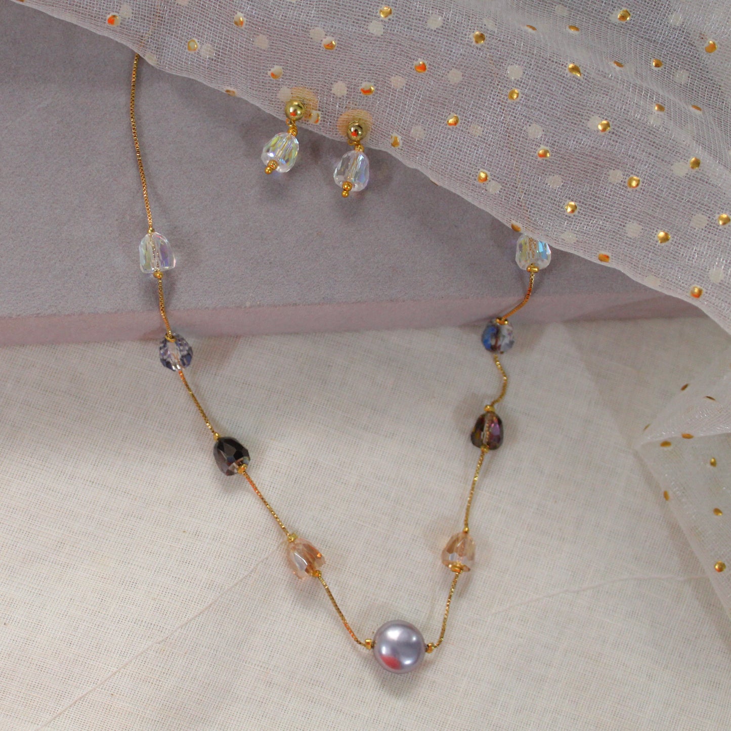 Elegant Gold-Alike Chain & Earrings
