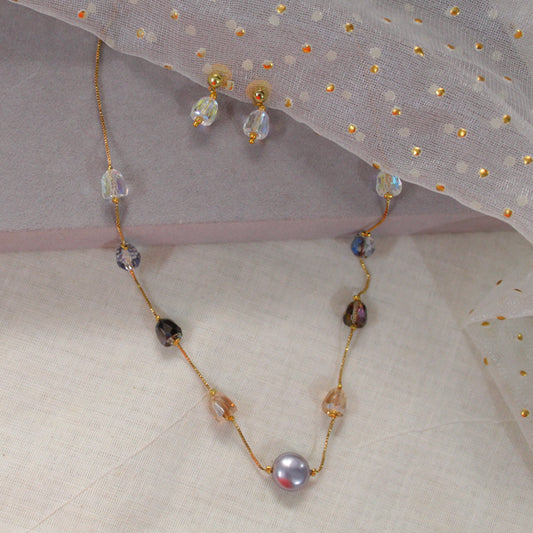 Elegant Gold-Alike Chain & Earrings