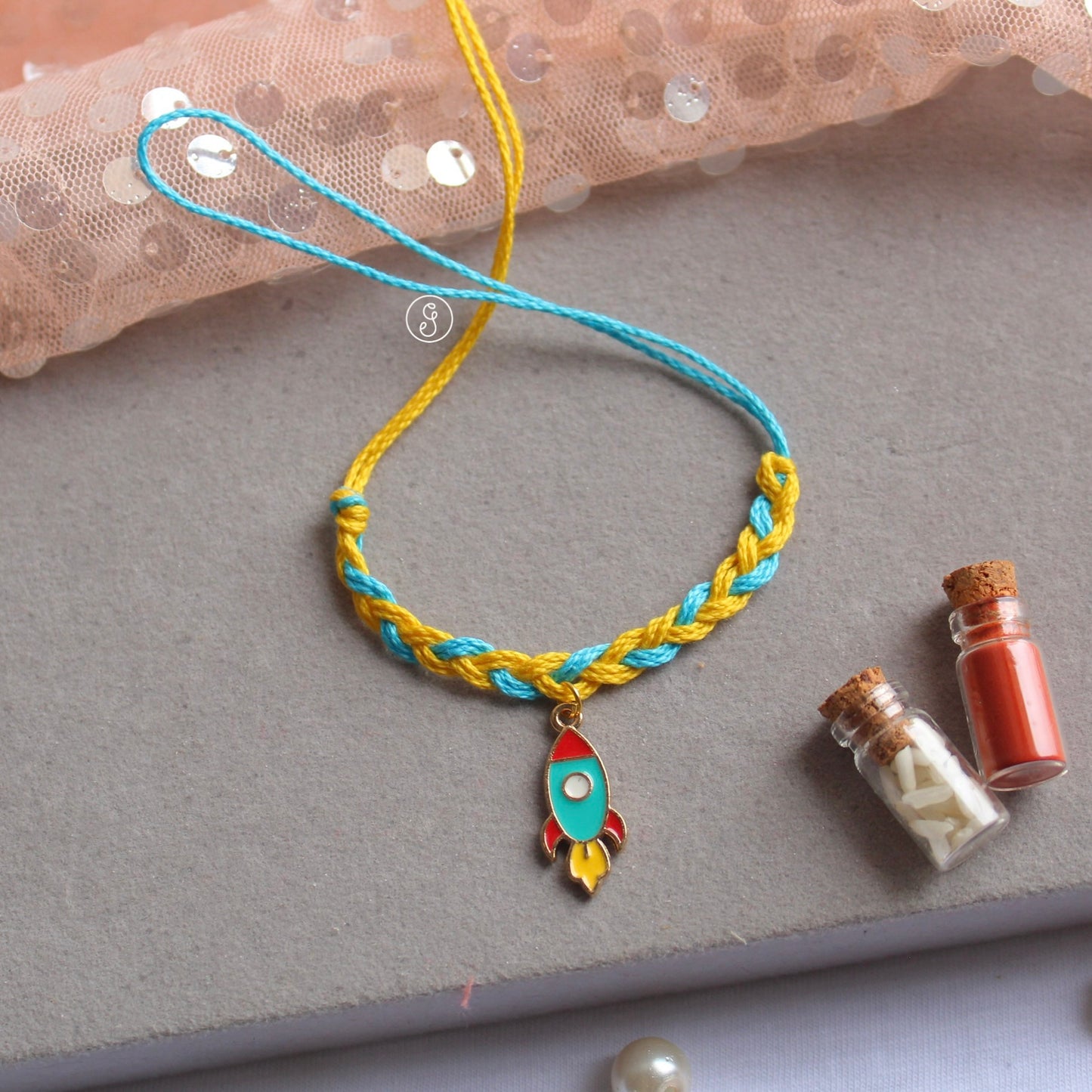 Cute & Colourful Kids Rakhi With Rocket Charm