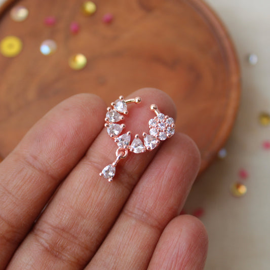 Rose Gold CZ Diamonds Work Mini Nath/Nose Ring