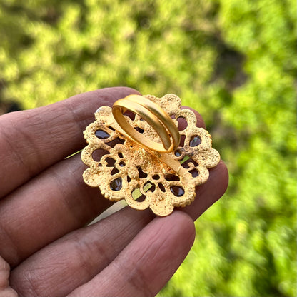 Large Size Golden Ethnic Ring