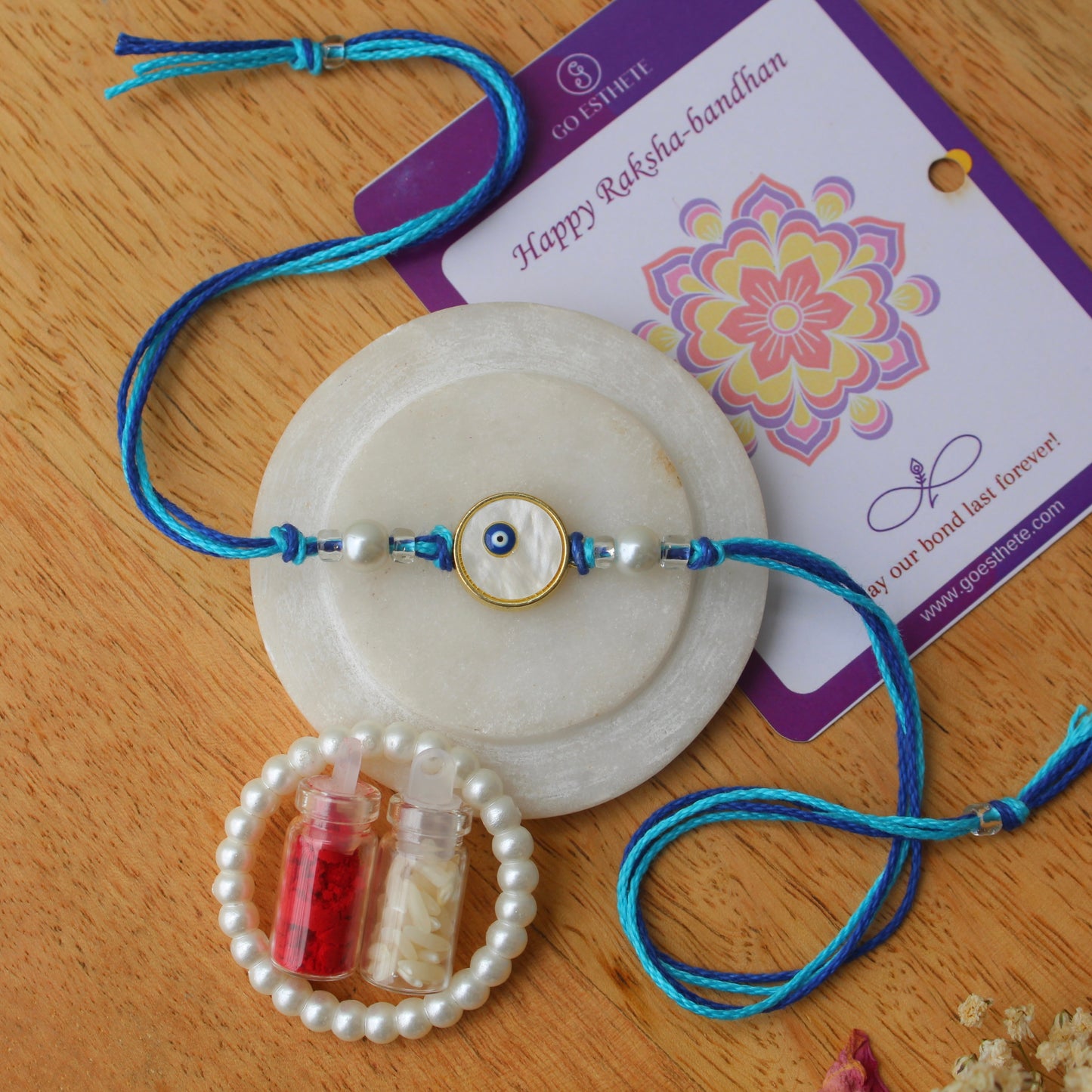 Mother-in-Pearl Evil Eye Charm Rakhi