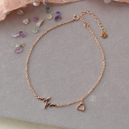 92.5 Pure Silver Rose Gold Toned Chic Anklet