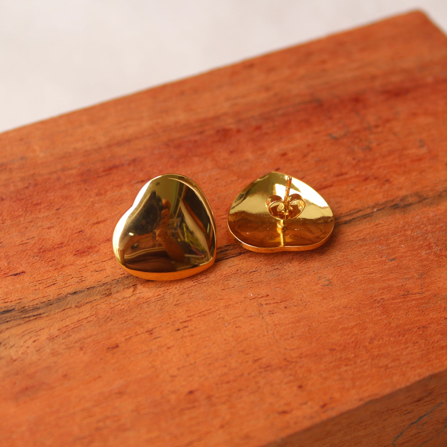 Golden Anti-Tarnish Heart Shaped Earrings