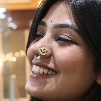 Delicate Kundan Press-On Nose Pin (Non-Pierced Nath)