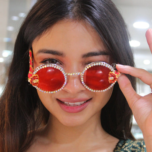 Floral Red Statement Sunglasses
