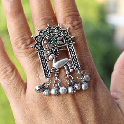 Iconic Deer Design Oxidised Silver Ring