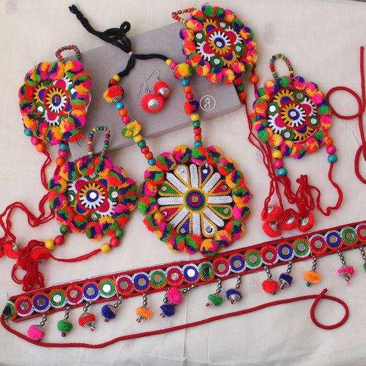 Colourful Gamthi Jewellery Combo Set (5 items)