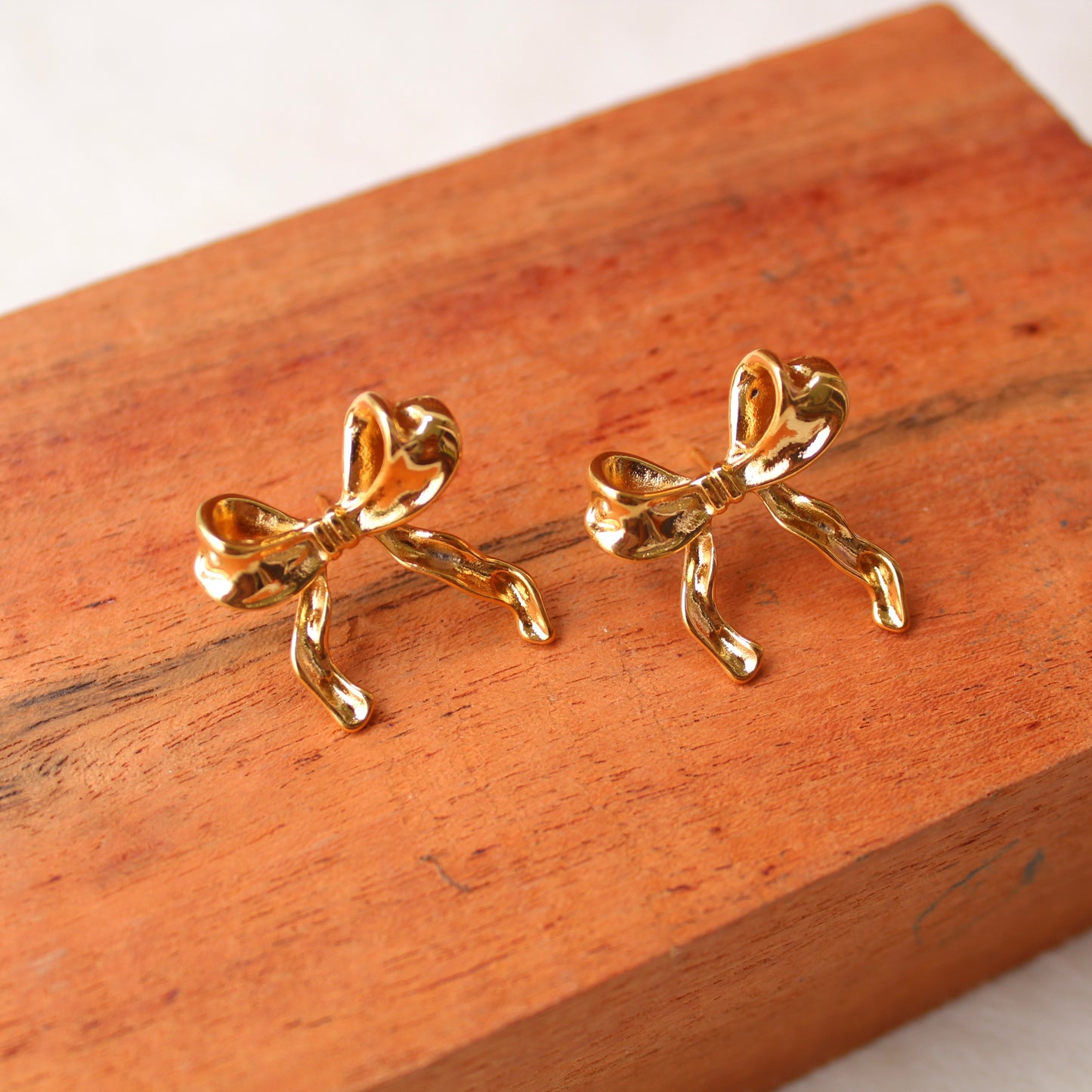 Cute Bow Anti-Tarnish Golden Studs