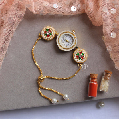 Bhaiya & Bhabhi Rakhi Set – Meenakari & Watch Bracelet