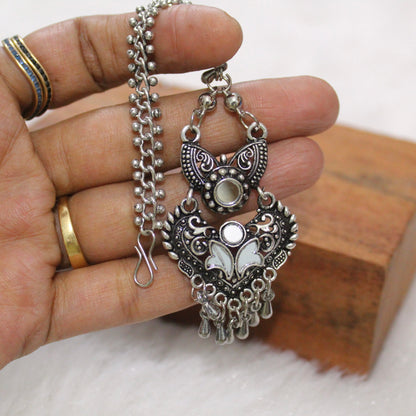 Attractive Oxidised Silver Maang Tika