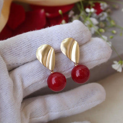 Golden & Red Mini Studs Earrings