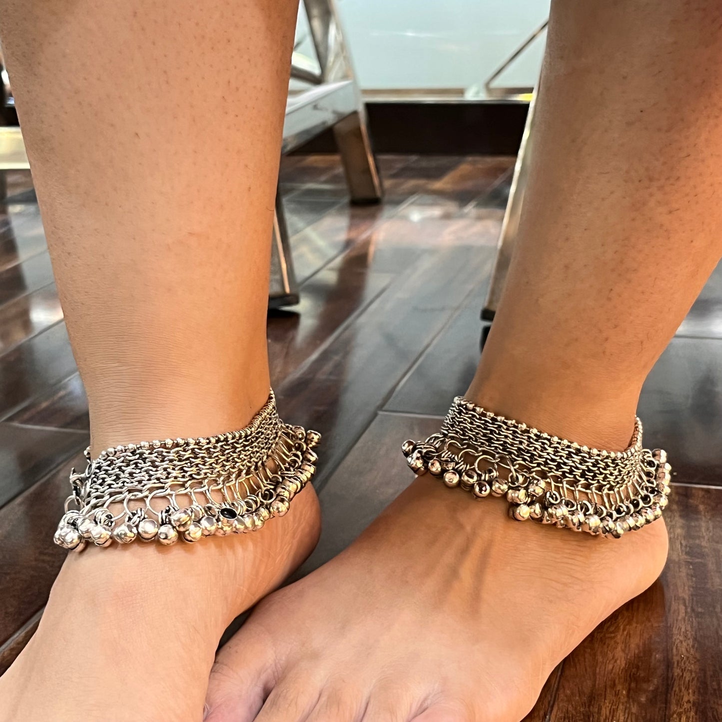 Jhanjhariya Ghungroo Work Pair of Anklets