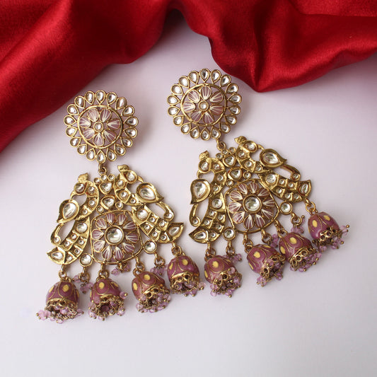 Classic Kundan Work Long Ethnic Earrings