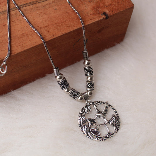 Wonderful Design Oxidised Silver Chain-Pendant