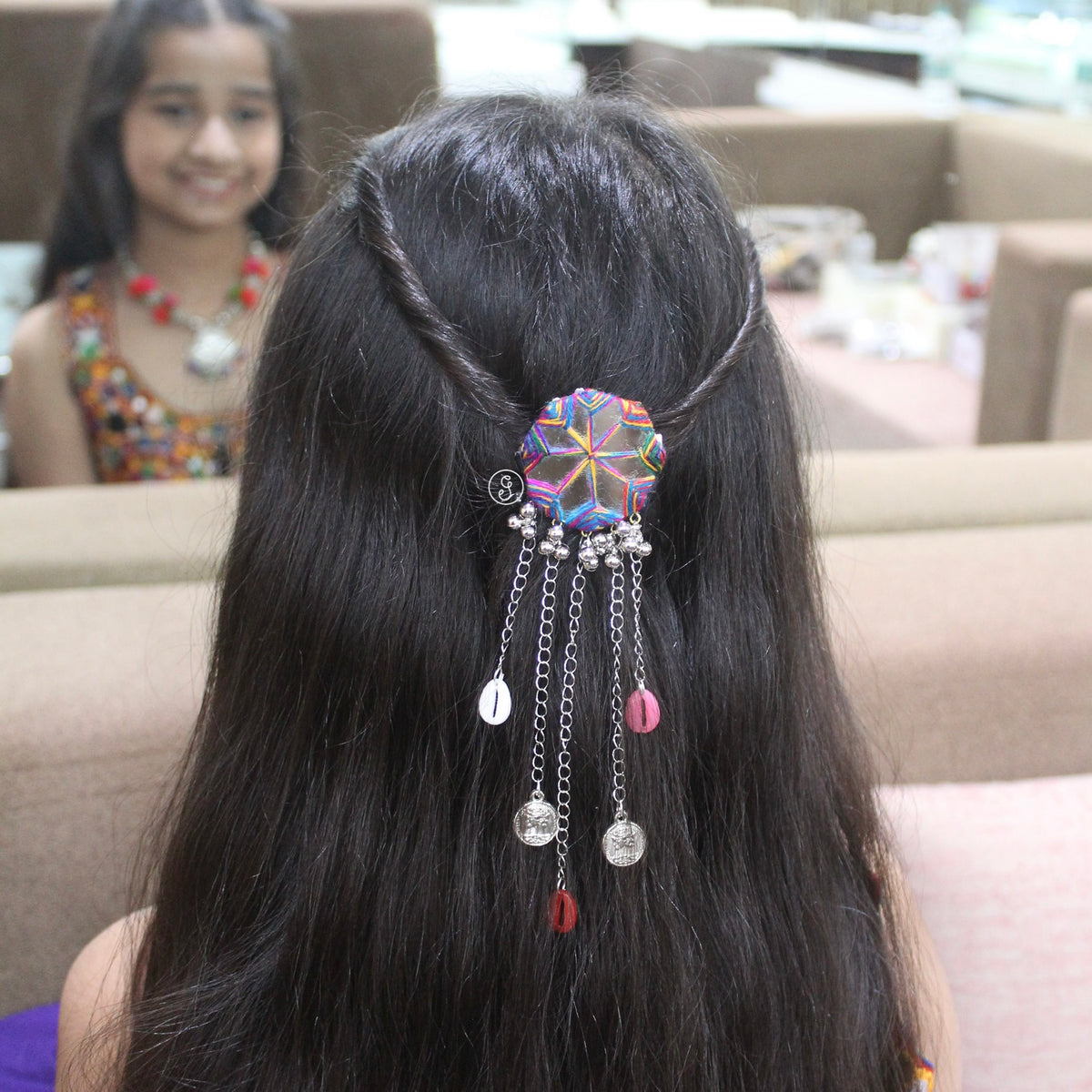 Beautiful Mirror & Ghungroo Work Hair Clip
