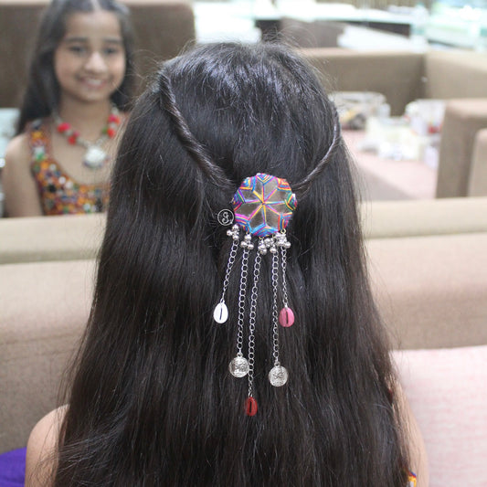 Beautiful Mirror & Ghungroo Work Hair Clip