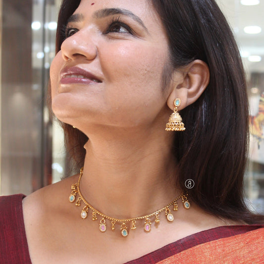 Gold Plated Brass Multicoloured Necklace Set