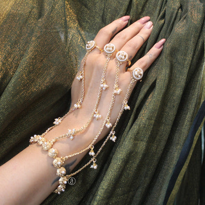 Antique Gold Kashmiri Hathful Hand Accessory (Single)