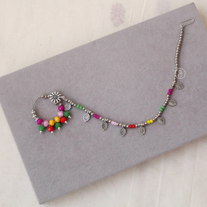 Pretty Multicoloured Oxidised Silver Press-on Nath